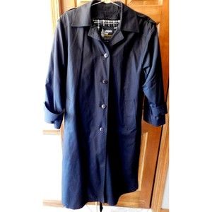 London Fog Wamsutta Black Trench Coat Zip Out Liner Size 12P